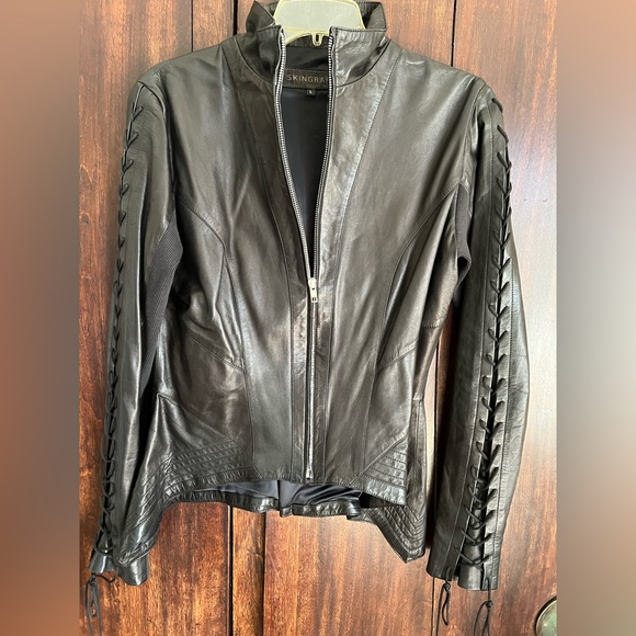 SKINGRAFT Fitted Soft Leather Jacket sz L - Picture 9 of 16